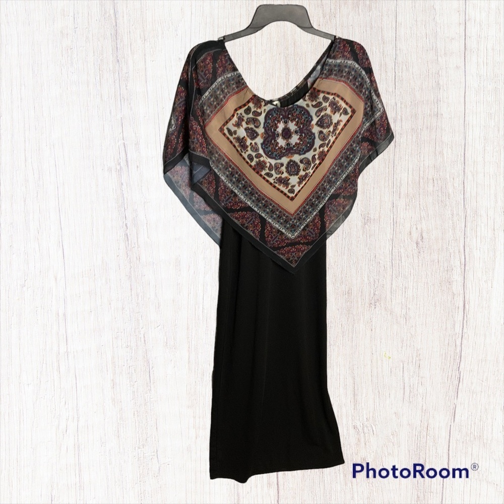 Black Long Dress with Handkerchief Cape Wm S